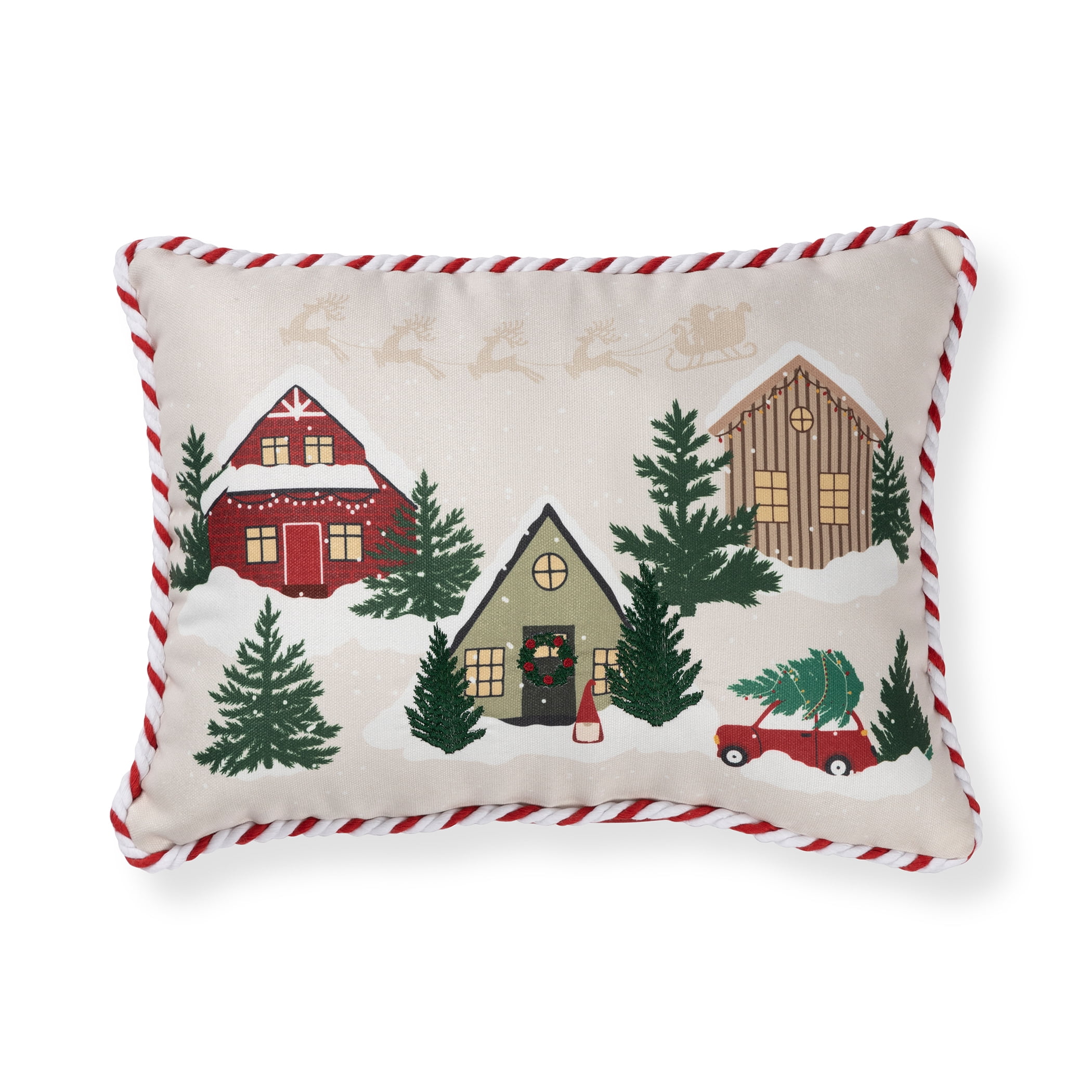 Mainstays Decorative Throw Pillow, Holiday Village, 13"x17" Oblong