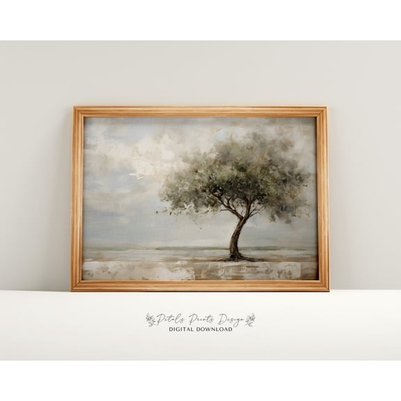 Vintage Landscape, Neutral Farmhouse Wall Art Home Decor #1990, Unframed Poster Size 8x12