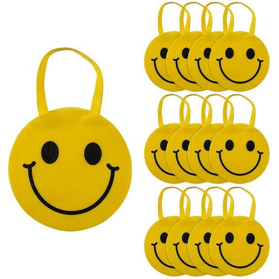 12" x 12" Smile Face Round Nonwoven Tote Bags - 12 pieces