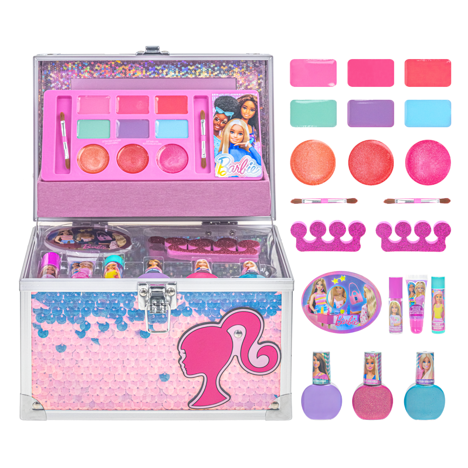 Townley Girl Barbie Makeup Train Case for Kids