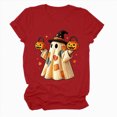 thumbnail image 5 of NOLDARES Halloween Shirts for Women Magical Halloween Shirt Cute Ghost Graphic Tees Spooky Season Casual Short Sleeve Fall Tops(Red,L), 5 of 7