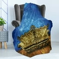 thumbnail image 4 of Victorian Soft Flannel Fleece Blanket, Victorian Sofa in Room Interior Wooden Floor Timber Panel Curve Aged, Cozy Plush for Indoor and Outdoor Use, 50" x 60", Brown Yellow Royal Blue, by Ambesonne, 4 of 5