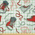 thumbnail image 2 of Ambesonne Modern Fabric by the Yard Microfiber, Sport Shoes Sneakers, 5 Yards, Vermilion White Grey, 2 of 2
