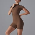 thumbnail image 7 of Vhkiploz Running Jumpsuit For Women Solid Color Zipper High Neck Summer Rompers Active Workout Yoga Gym Cami Overall Biker Shorts Outfits Exercise Jumpsuit, 7 of 7