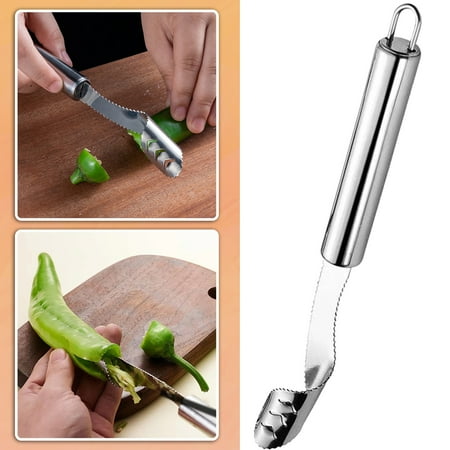 

Njspdjh World Market Whole Pizza Storage Container Pepper Corer Remover Stainless Steel Fruit Corer Vegetable Remover