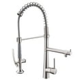thumbnail image 2 of Heavy Duty Commercial Style Kitchen Sink Faucet, Single Handle Pre-Rinse Spring Sprayer Kitchen Faucets, High Arc Pull Down Brushed Nickel Kitchen Faucet, 2 of 8