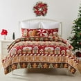 thumbnail image 3 of Greenland Home Fashions Gingerbread Lane Christmas Holiday Reversible Quilt Set, Red, 3-Piece Full/Queen, 3 of 6