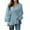 Blue, variant on Plus Size Summer Tops Fashion 2023 Solid Color Drawstring Irregular Long Sleeve Shirt Loose Long Sleeve V-Neck Tops Weeding Party Beach on Clearance