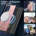 thumbnail image 2 of Magnetic for Samsung Galaxy S25 Ultra PU Leather Case, [Compatible with Mag-Safe] Slim Shockproof Protective Phone Cove Support Car Mount Holder for Samsung Galaxy S25 Ultra, Pink, 2 of 11