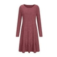thumbnail image 5 of Elainilye Fashion Dresses for Women Round-Neck Solid Color Temperament Long Sleeve Sweater Dress,Red, 5 of 6