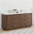 Vinnova Porto 72" Wood Double Bath Vanity with 6 Drawers in Aged Dark ...