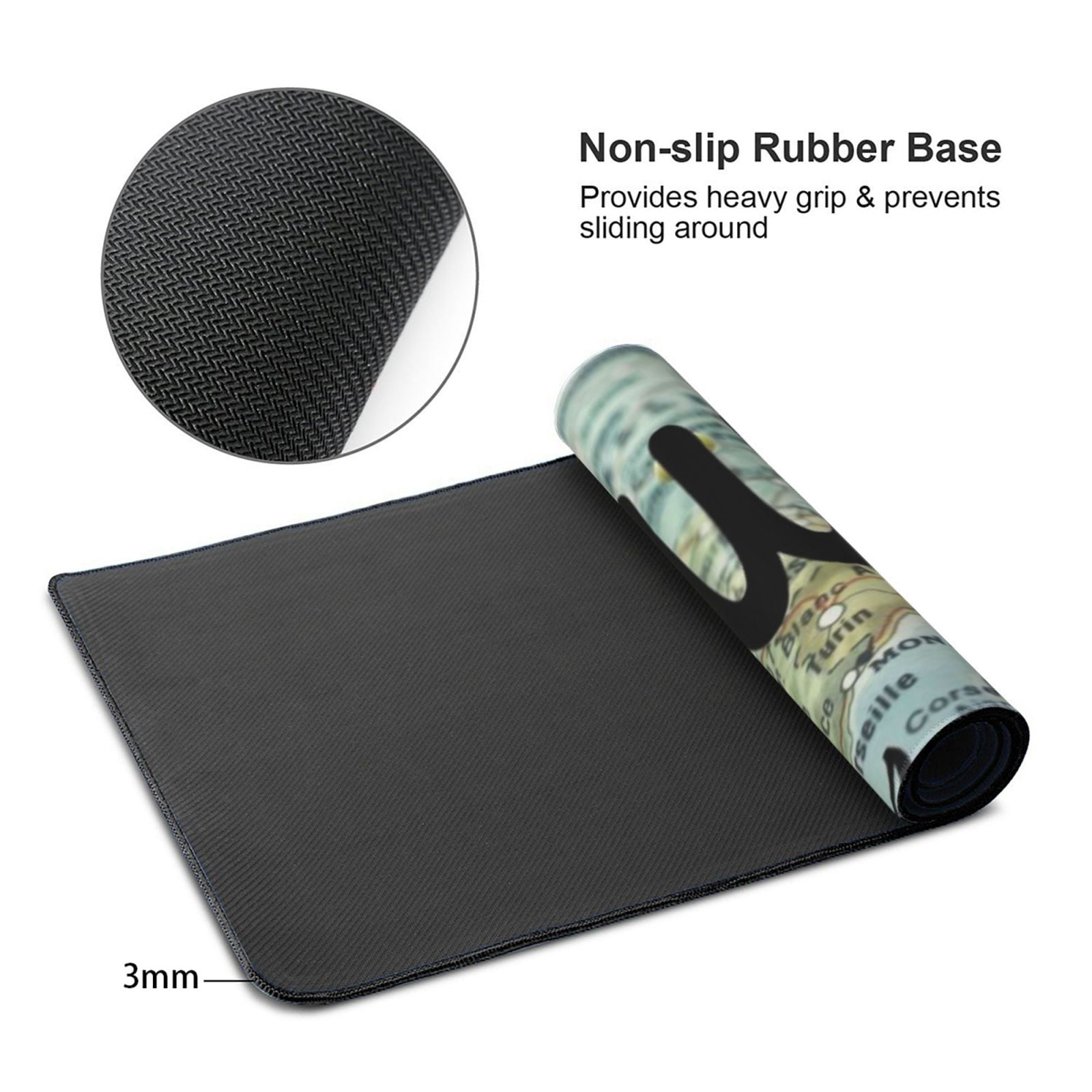 Xecao I Haven't Been Everywhere But Its On My List Print Large Mouse Pad, 16x35.5in Mousepad, Professional Non-Slip Rubber Base Big Mouse Pad, Mouse Pad for Gaming & Office Full Desk Mouse Pad
