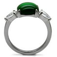 thumbnail image 4 of Womens Silver Rings High polished (no plating) Stainless Steel Ring with Glass in Emerald TK087, 4 of 5