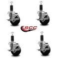 thumbnail image 2 of 3.5 Inch Phenolic Swivel 1-1/4 Inch Expanding Stem Caster Set with Brake SCC, 2 of 2