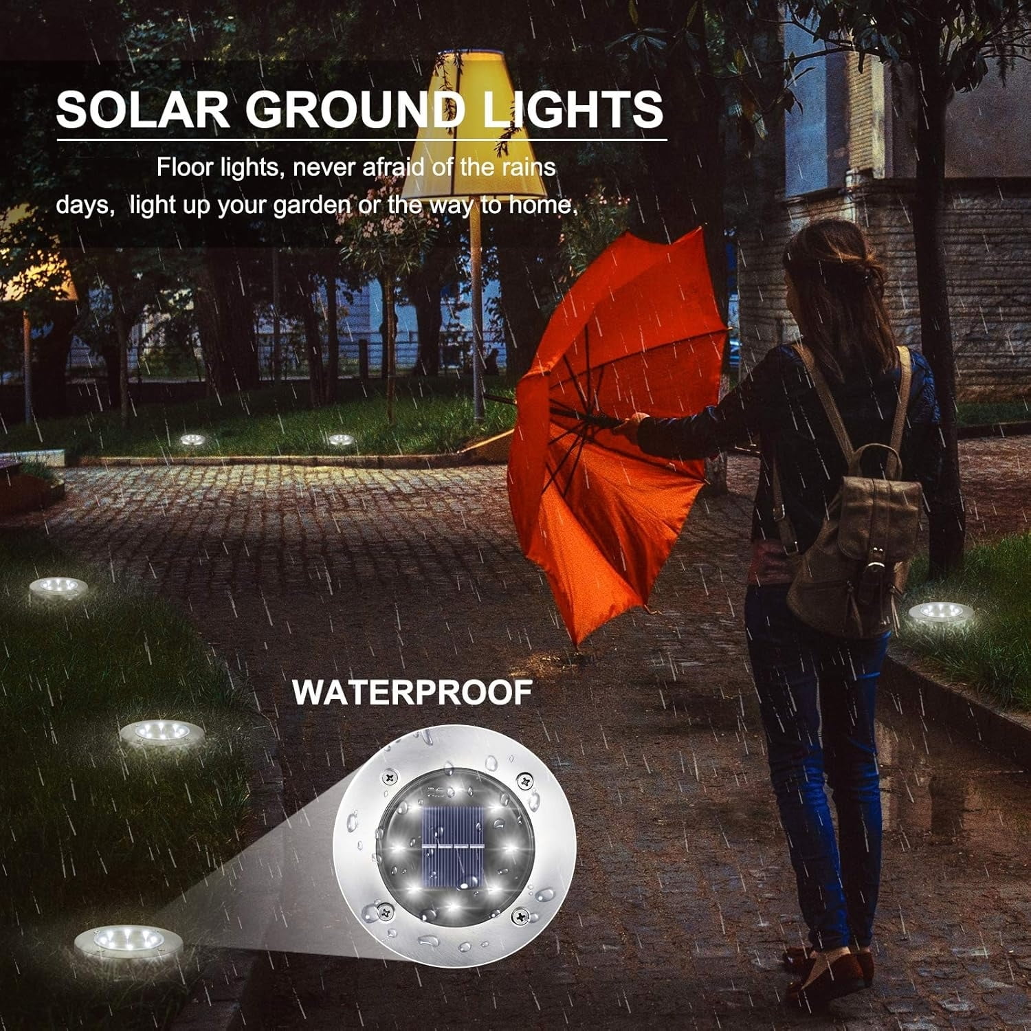 HOODINK 18 Pack Solar Ground Lights, Outdoor Lights Solar Powered Waterproof, Solar Pathway Lights for Garden Yard Patio Driveway Walkway