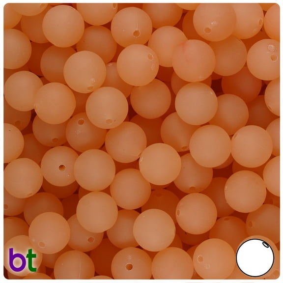 BeadTin Peach Frosted 10mm Round Plastic Beads (150pcs)