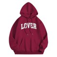 thumbnail image 5 of FASHOFT Womens Valentines Hoodies for Women Valentine Letter Print T-Shirt Long Sleeve Sweatshirt Holiday Casual Pullover Tops Wine L, 5 of 5