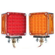 Partsam Square Double Face SE33Smart Dynamic Led Pedestal Amber/Red for Truck Towing Trailer RV Bus Double Face Sequential LED Turn Signal Fender Stud Mount 56LED, Driver and Passenger Side