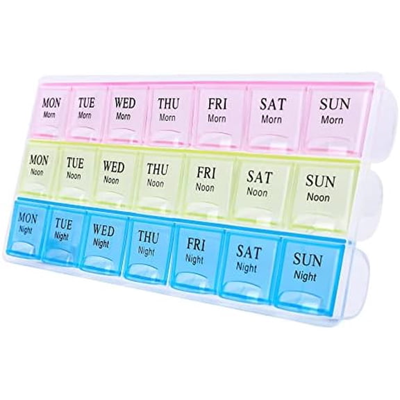 Large Weekly Pill Organizer 3 Times A Day, Moisture-Proof 7 Day Pill Box, Travel Pill Cases Portable for Pills Vitamin Fish Oil Supplements