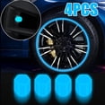 thumbnail image 1 of 4x Blue Car Tire Valve Cover Tyre Rim Stem Cap Accessories Glow In The Dark, 1 of 1