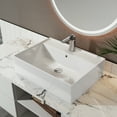 thumbnail image 2 of Sinber 24" x 17" x 6.3" White Rectangular Ceramic Countertop Bathroom Vanity Vessel Sink BVS2417A-OK, 2 of 8