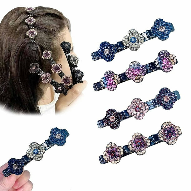 12 PCS Sparkling Crystal Stone Braided Hair Clips,Braided Hair Clips