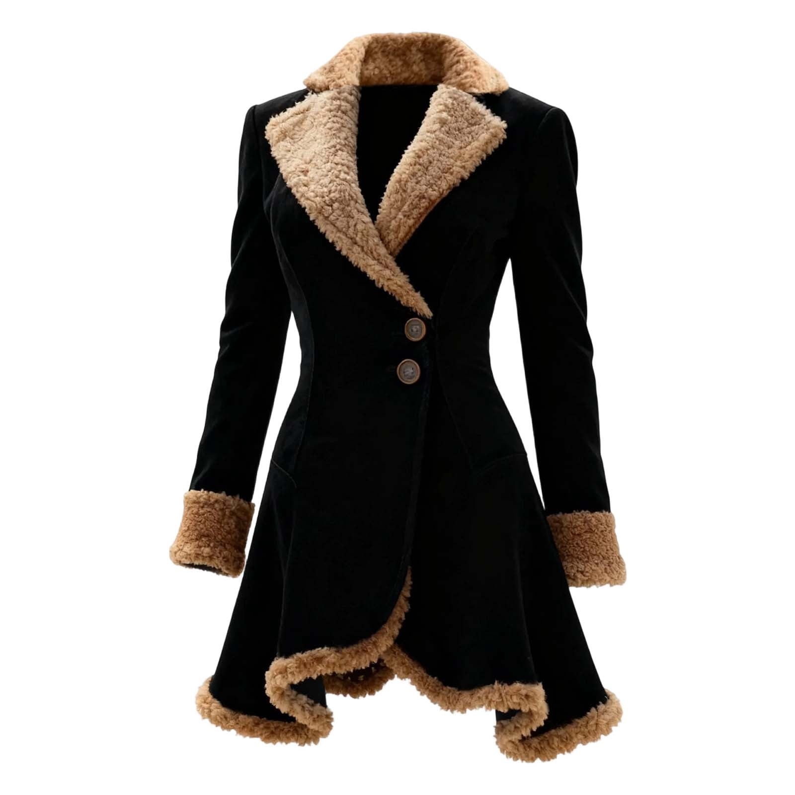 YAYUBA Womens Western Cowboy Vintage Suede Jacket Plush Collar Coats Faux Leather Winter Long Jackets Zip Up Casual Retro Tops
