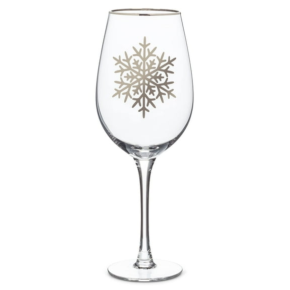 Abbott Collection 27-Frost-GOB Snowflake Wine Glass, Clear/Silver