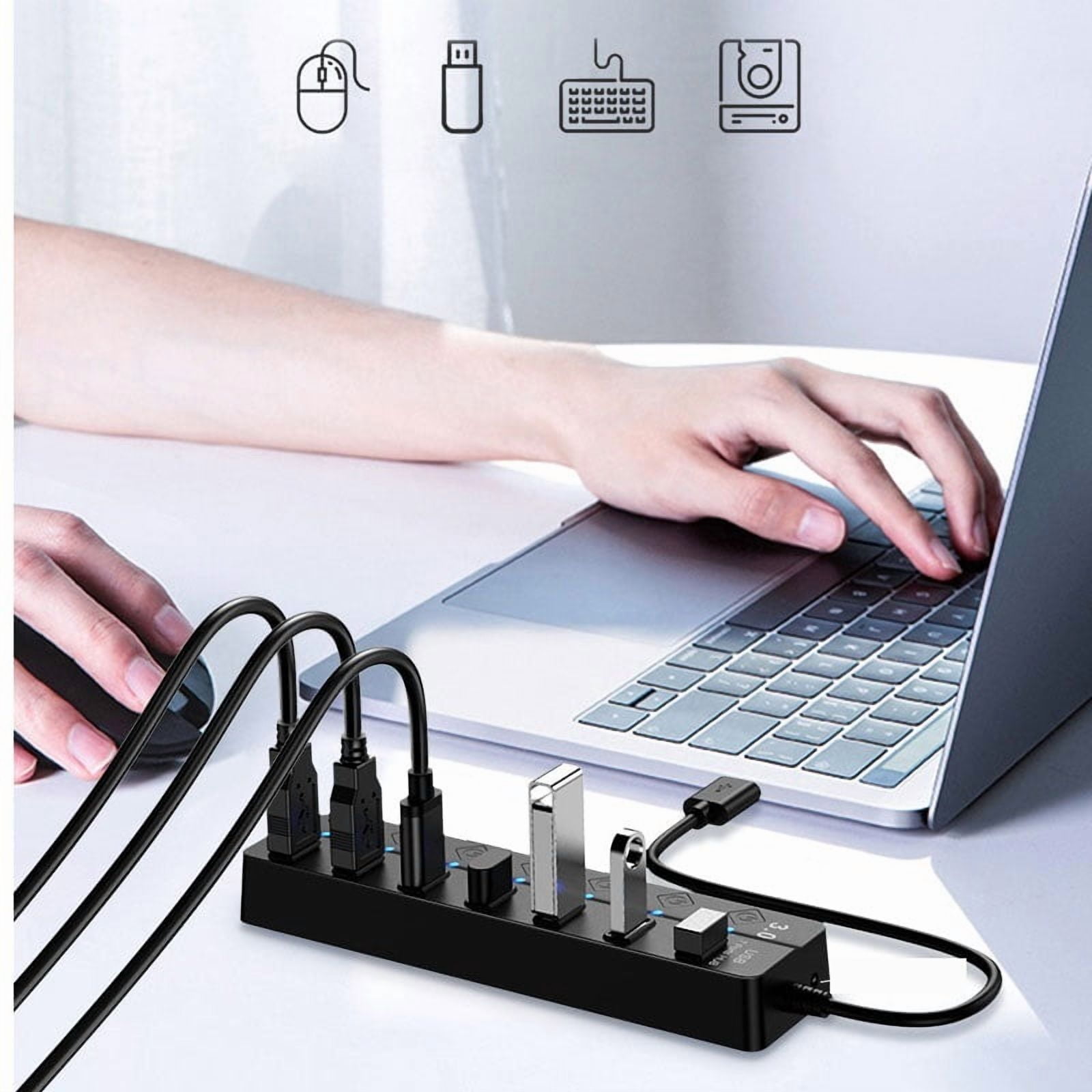 7 Port Multi USB Power Adapter USB 3.0 Splitter Hub Multiple Expander Switch Cable Docking Stations ,Fast Charging Devices