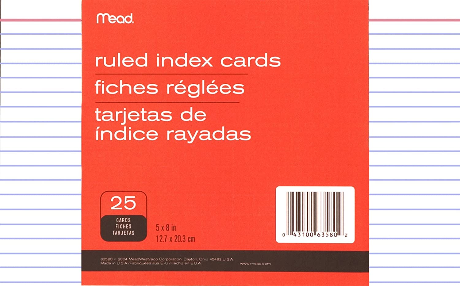Mead Ruled Index Cards, 5 X 8 Inches (63580) Walmart Canada