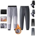 thumbnail image 5 of qucoqpe Men's Big & Tall Fleece Lined Jogger Pants with Knee Protection Plus Size Solid Color Thermal Winter Trousers with Elastic Drawstring Waist, 5 of 5