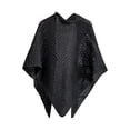thumbnail image 1 of Gpaecead Cape Triangulaire Découpée - Motif en Cuir avec Boucle en Filet, Col Rond, Noir, 1 of 4