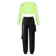 thumbnail image 2 of Alvivi Kids Girls 2 Piece Hip Hop Dance Costume Shirt Cargo Pants Jazz Street Dance Outfits Fluorescent Green 8, 2 of 5