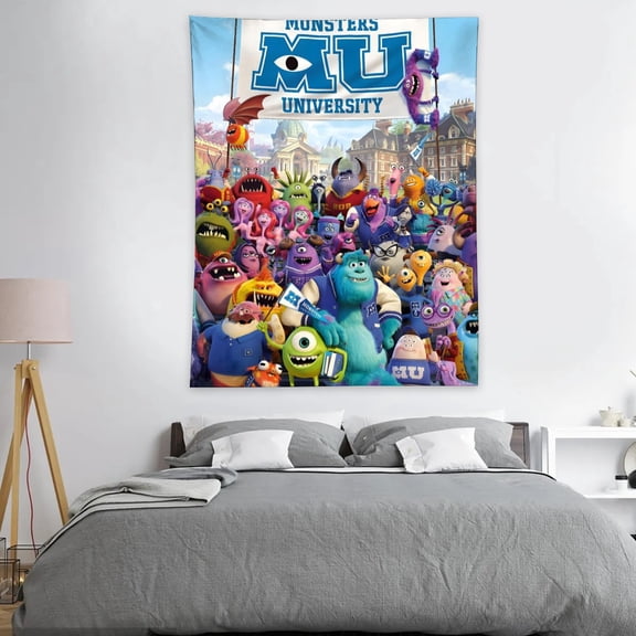 Monsters University-Theme Anti-pilling Tapestry Gift Wall Hanging Backdrop for Room Bedroom Girls Fans Background Banner Party Birthday Supplies Decor