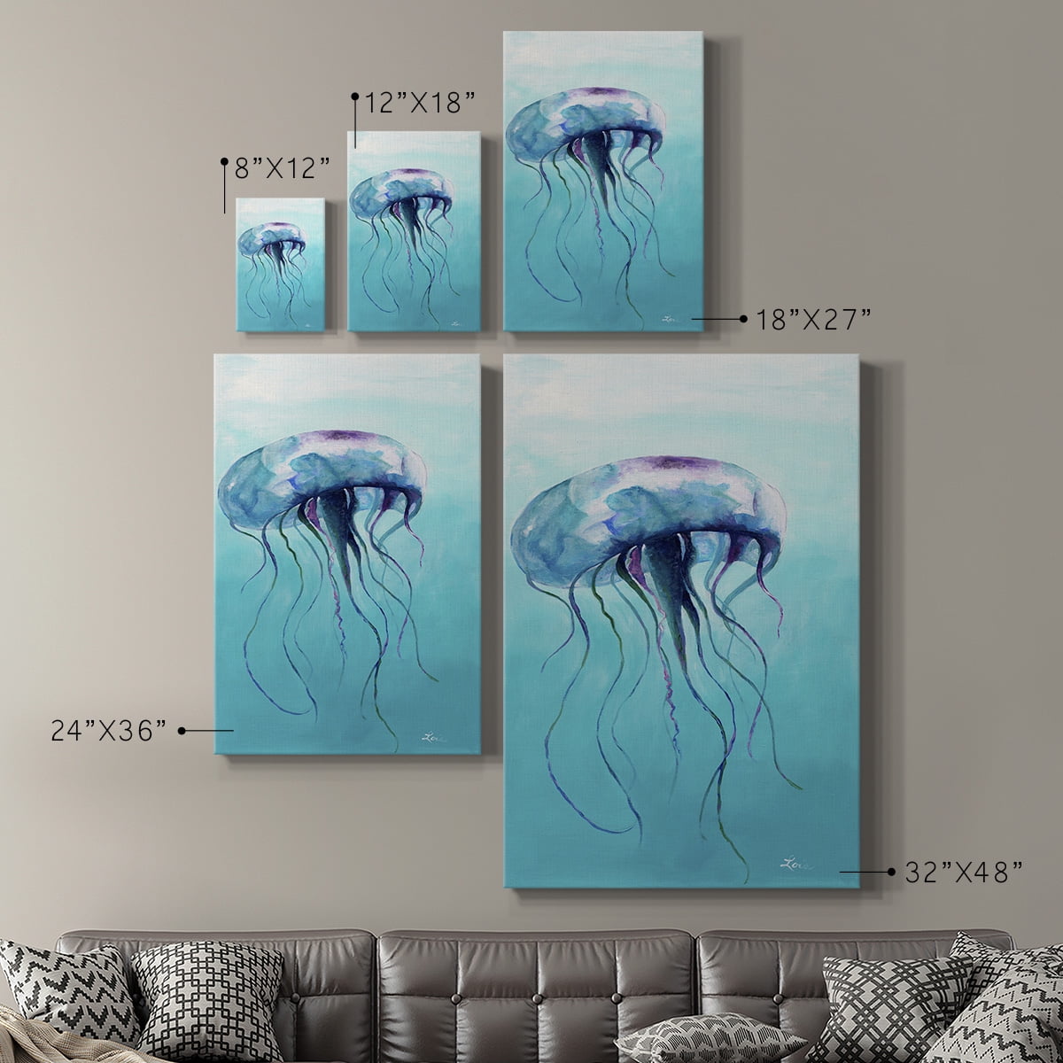 Jelly Fish Premium Gallery Wrapped Canvas - Ready to Hang