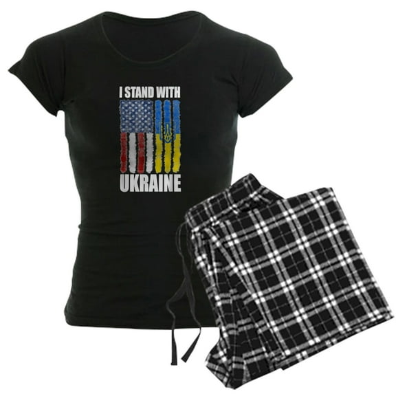 CafePress - Ukrainian Lover I Stand With Ukraine Pajamas - Women's Short Sleeve Print T-Shirt and Pants Dark Cotton Pajama Set