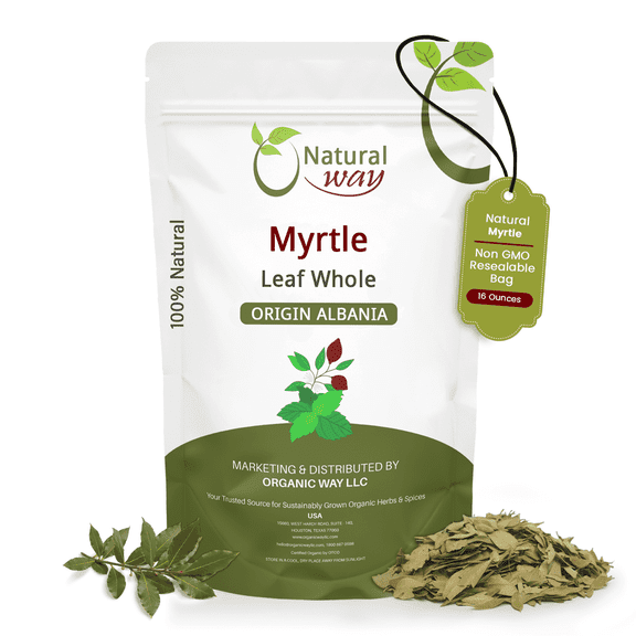 Natural Way Dried Myrtle Leaf Whole (Myrtus communis) - European Wild-Harvest | Kosher Certified | Raw, Vegan, Non GMO & Gluten Free | Fresh & Pure Leaves | Origin - Albania (16 Ounce Pack)