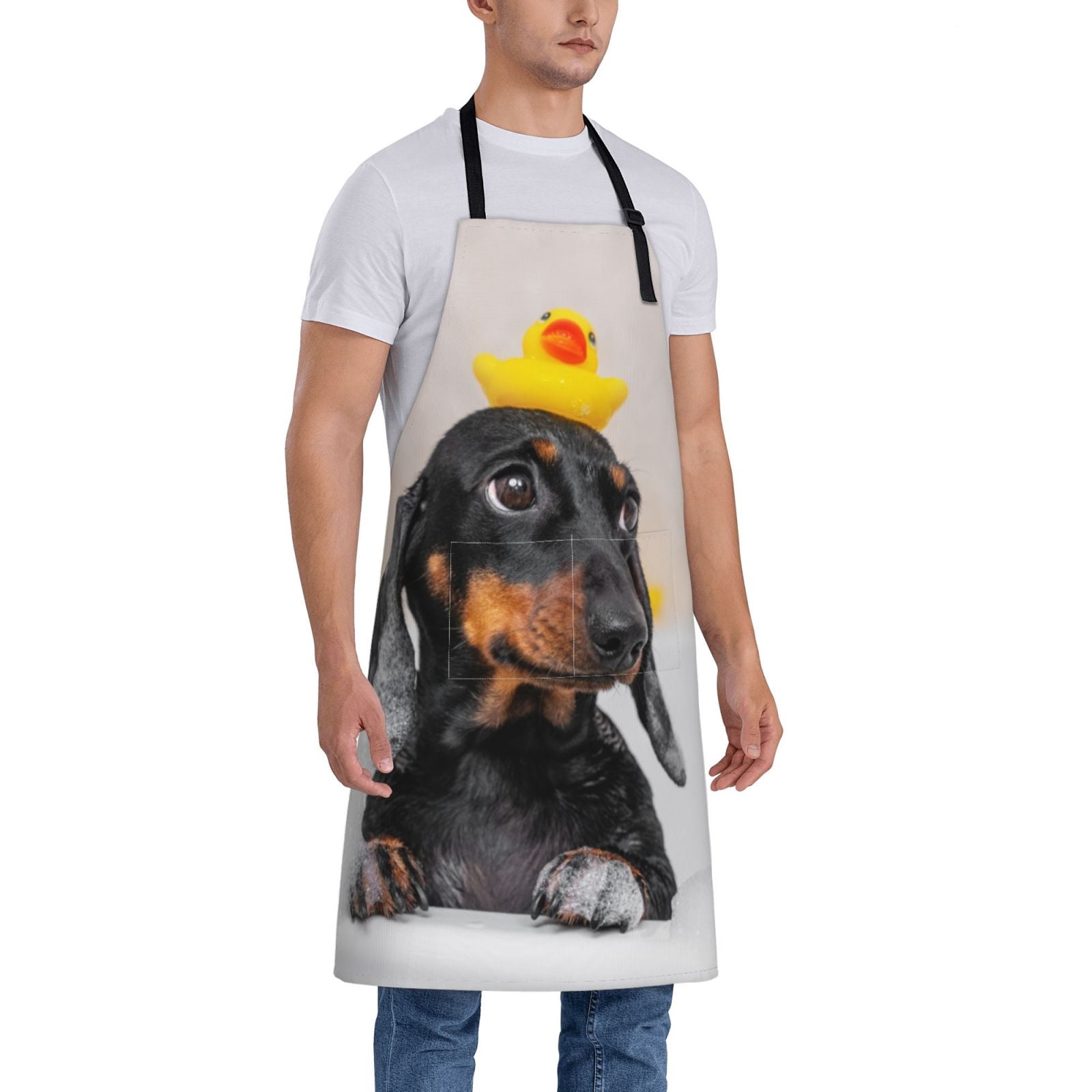 Kdxio Dachshund Sitting in Bathtub Apron with Pockets Adjustable Kitchen Aprons for Men Women Waterproof Aprons for Cooking,Drawing,Crafting, Baking Household Cleaning