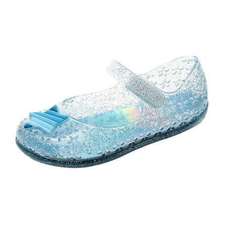 

kamemir Princess Shoes Girls Sandals Jelly Mary Jane Dance Party Shoes For Kids Toddler Fashionable Cute Comfortable Girls Sandals Slippers(Blue 9)