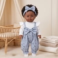 thumbnail image 5 of Yhmxh 11.8 Inch Doll Clothes Outfit Set, Floral Print Overalls with Ruffle Long‑Sleeve Top, Bow Headband & Socks, Fashion Doll Accessory Clothing for 12‑14 Inch Baby Dolls, 5 of 6