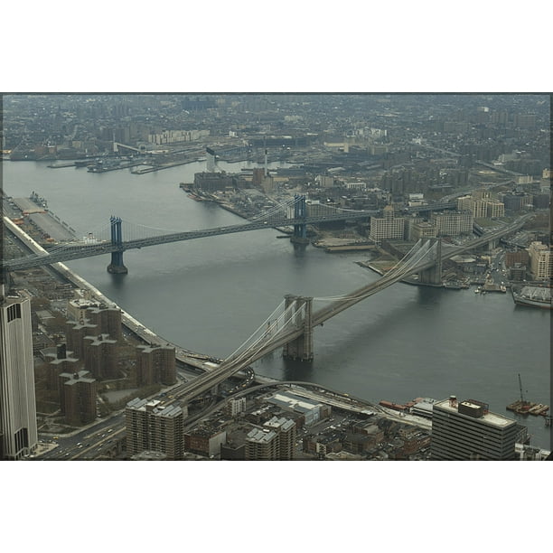 24 X36 Gallery Poster Brooklyn Bridge And Manhattan Bridge 19 Walmart Com Walmart Com