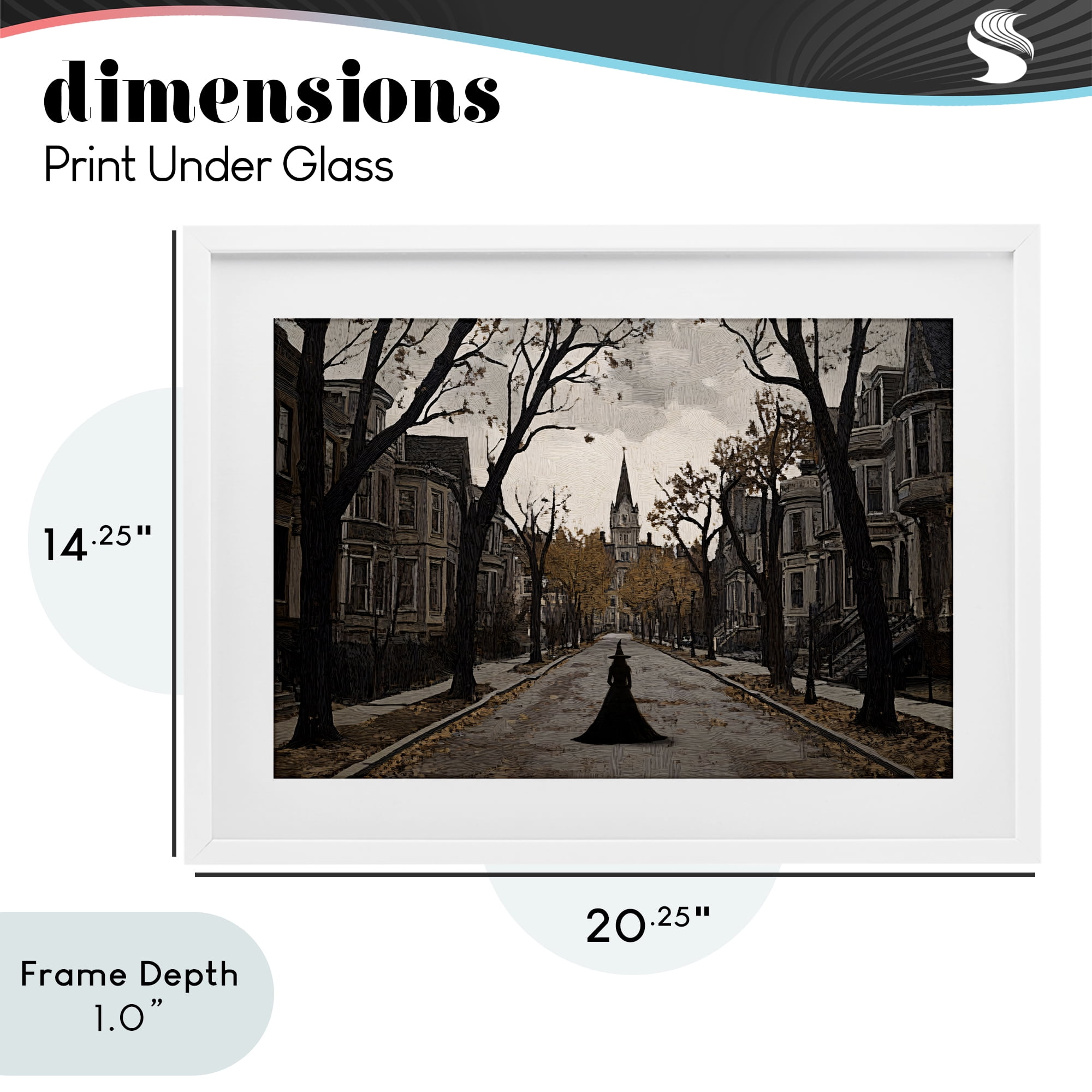 Stupell Industries Witch Strolling Town Streets White Framed Print Under Glass, design by Jacky Ngan