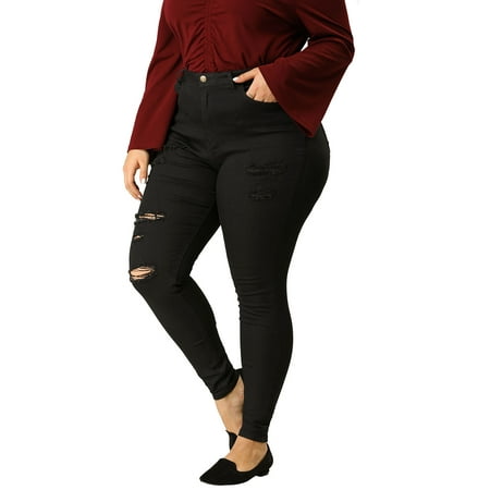 jeans ripped 3x skinny zip fly plus rise mid