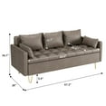 thumbnail image 3 of CREATIVE HOBBIES 3-Seater Sofa with Hand Stitched Comfortable Cushion, Faux Leather Sofa Couch 60" W Sofas with Button Tufted Design and Hand Stitchedwith Gold Metal Legs, Lift-Up Storage, 3 of 8