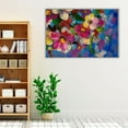 thumbnail image 3 of Colorful Oil Painting of Pink, Yellow and Red Flowers - Wrapped Canvas Print Wall Art | 18" W x 12" H, 3 of 4