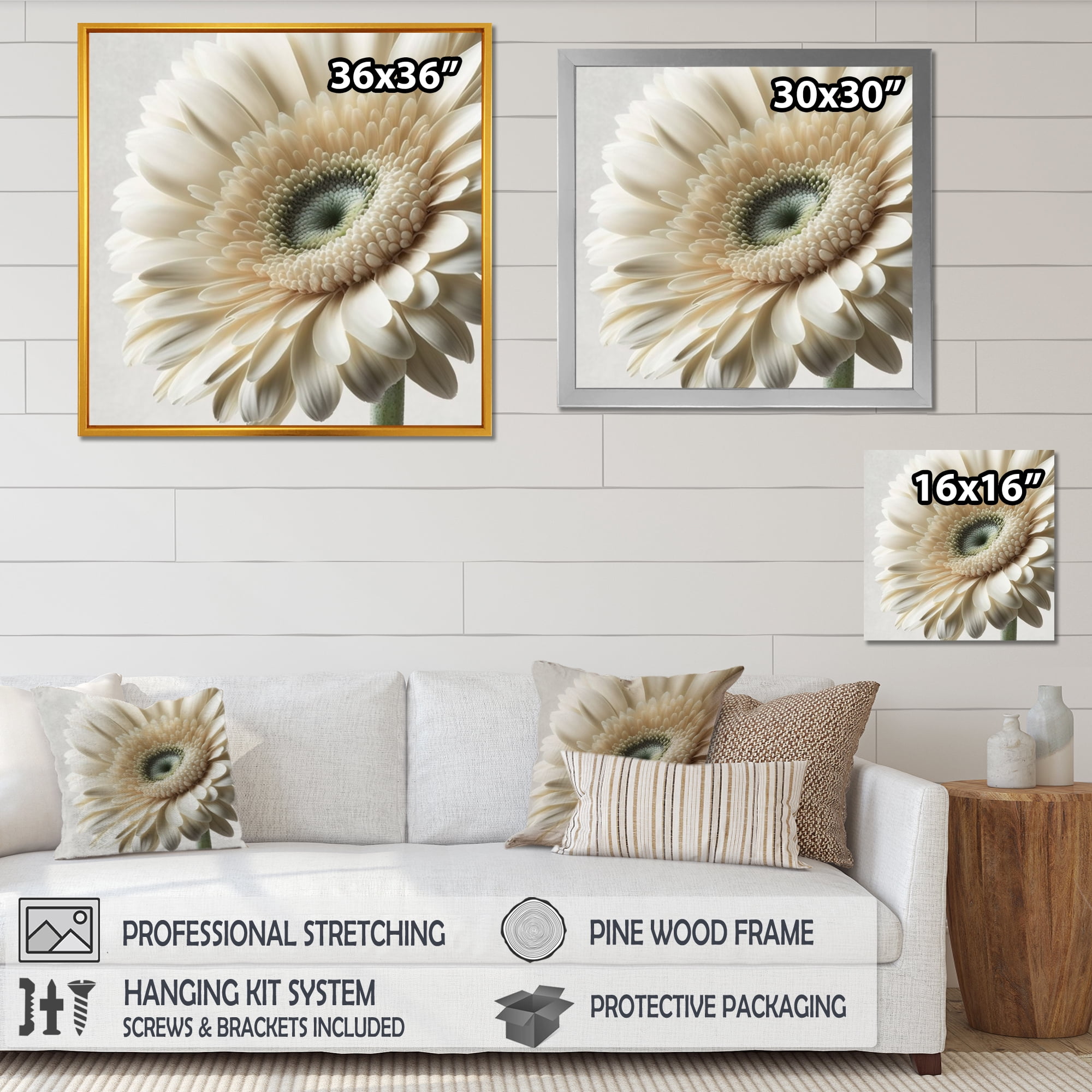 Designart White Gerbera Flower III Canvas Wall Art