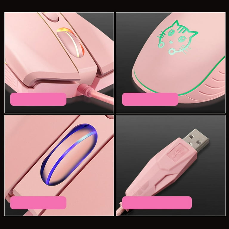 Zxpjkyu Cute K2 Wired Gaming Mouse 7 Backlight Modes Mute LED