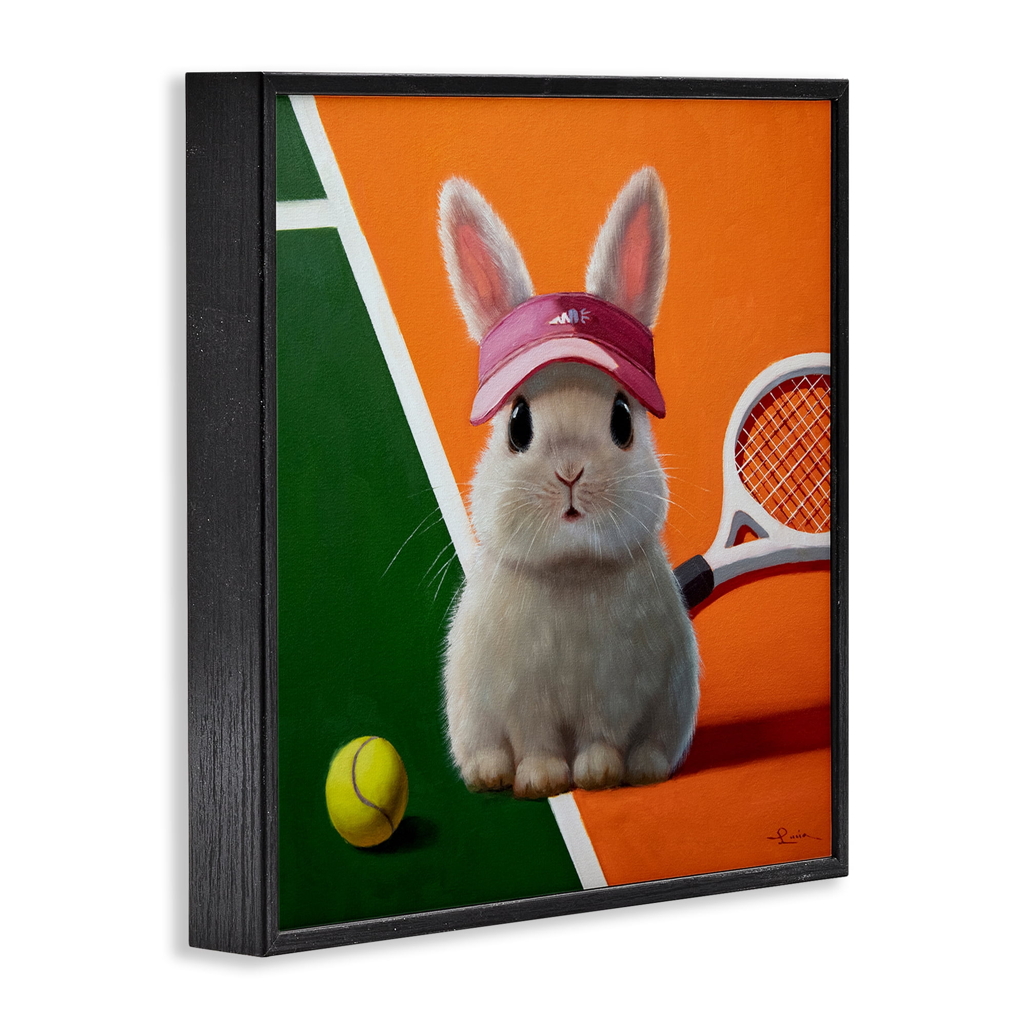 Stupell Industries Match Ready Tennis Bunny Black Framed Giclee Art, design by Lucia Heffernan
