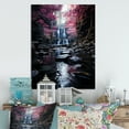 thumbnail image 2 of Designart "Uncharted Journey Beneath the Pink Tree Waterfall I" Landscapes Metal Art Print, 2 of 5