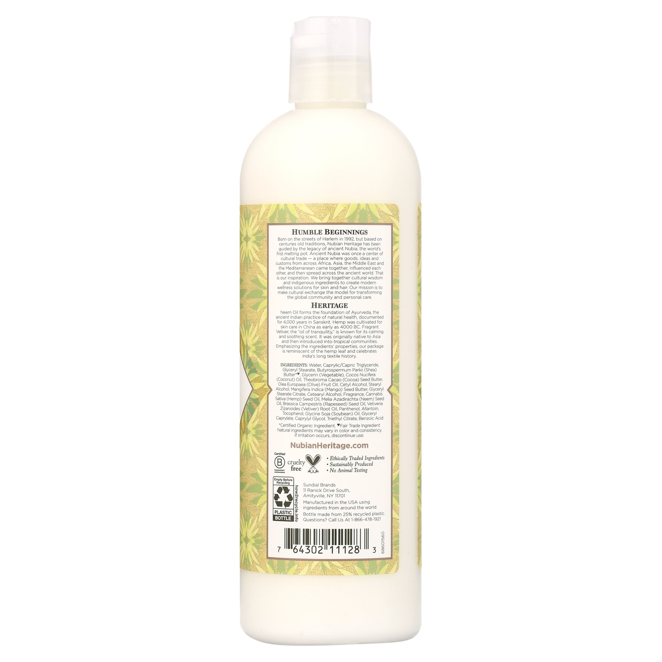 Nubian Heritage Body Lotion Indian Hemp & Haitian Vetiver,13 oz